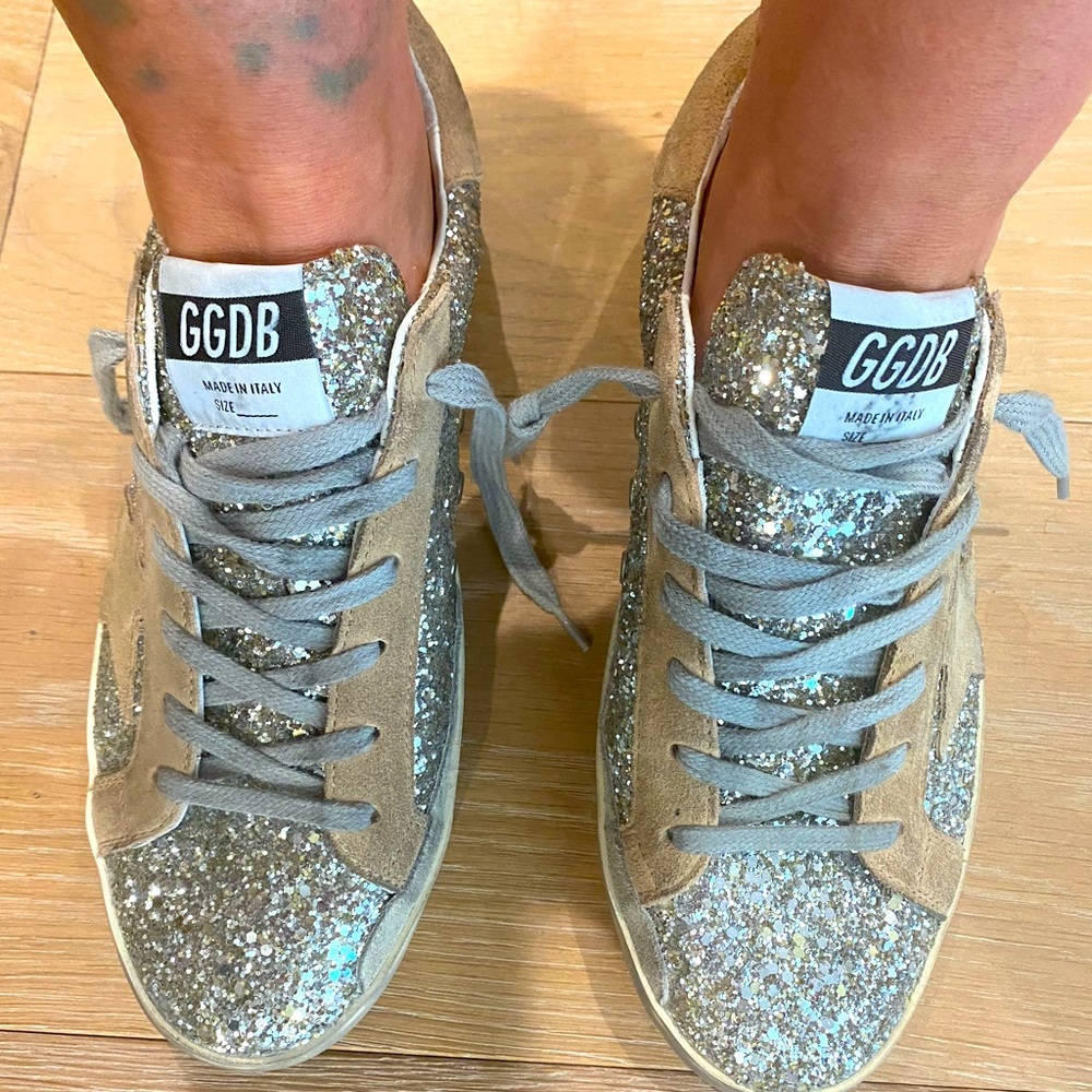 Golden Goose silver glitter sneakers 40